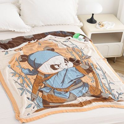 四层竹纤维冷感毯儿童卡通纱布盖毯夏季新款薄款家用婴儿午睡毯子
