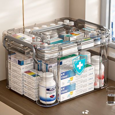 药箱收纳箱家用便携多层医疗箱家庭版医药箱大容量透明药盒收纳盒