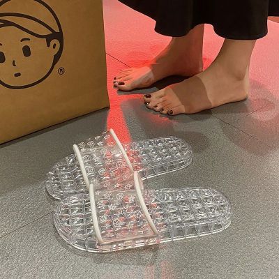 高档透明水晶拖鞋夏季居家女浴室洗澡防臭家居防滑软底时尚水晶鞋