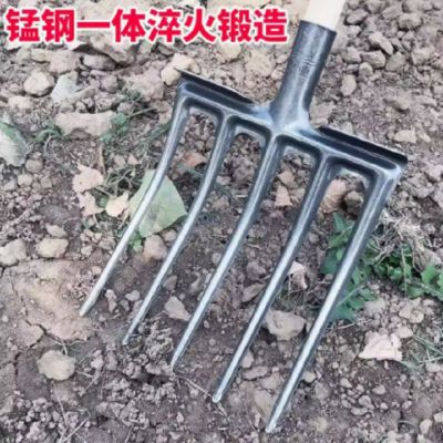 翻地钢叉松土神器开荒挖土姜蒜花生叉挖红薯种菜钢叉农用工具四齿