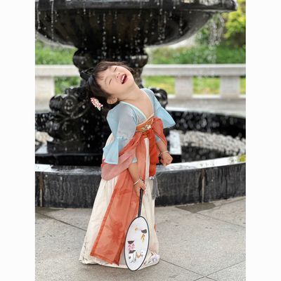 女童汉服夏季薄款中国新款古装小童连衣裙超仙女孩古风刺绣