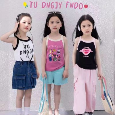 儿童吊带夏季纯棉女童背心新款宝宝无袖外穿上衣卡通可爱时尚韩版