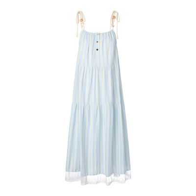小众设计蓝色条纹吊带连衣裙子女夏季2024新款小个子海边度假