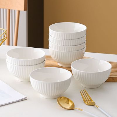 耐高温碗碟套装餐具陶瓷竖纹北欧创意新款家用简约碗筷碗盘组合