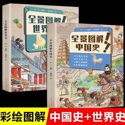 全2册 全景图解中国史+世界史 一张图看懂历史大事件地图上的全景