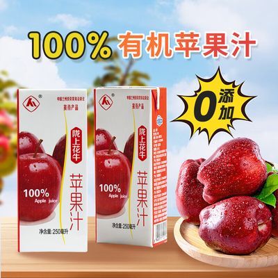 陇上花牛100%苹果汁250ml*12盒0脂0添加果蔬汁饮料饮品解暑整箱