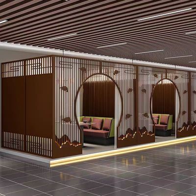 铁艺屏风隔断火锅店卡座月亮拱门包间屏风隔断美容院隔断定制