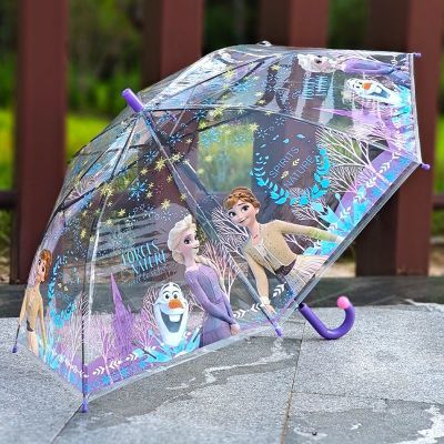 爱莎透明儿童雨伞长柄自动安全男女童幼儿园卡通小学生宝宝公主伞