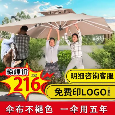 户外遮阳伞庭院伞露台阳台摆摊大太阳伞别墅花园室外灯条珠罗马伞