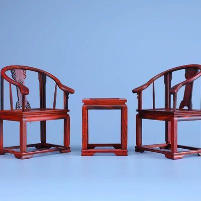 清仓特卖新中式红酸枝皇宫椅三件套家具老人送礼工艺摆件收藏品