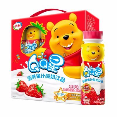 6月新日期伊利QQ星牛奶营养果汁草莓味200ml*16盒儿童
