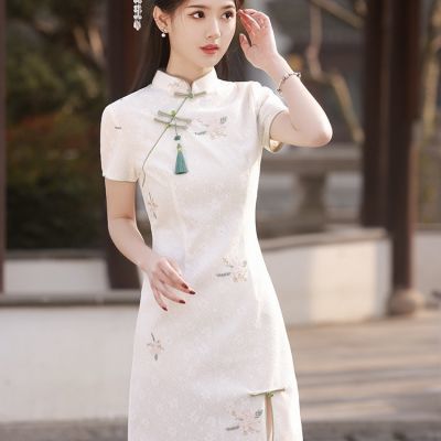 高档旗袍小个子短款夏季新款2024蕾丝年轻复古中国改良连衣裙
