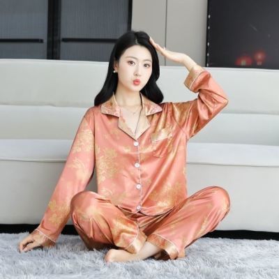 皮红蝴蝶冰丝睡衣女薄款短袖两件套装三件套家居服可外穿夏印花