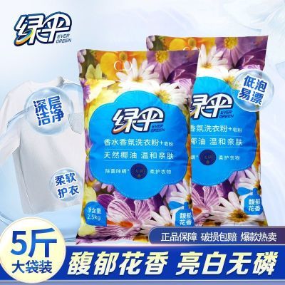 绿伞洗衣粉5斤正品无磷持久清香留香去渍除菌专用实惠低泡强去污