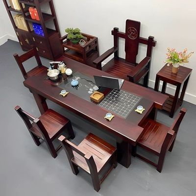 实木茶桌椅组合老船木茶几办公室商用家用喝茶桌一整套