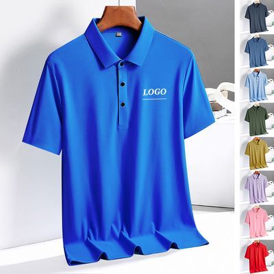 冰丝速干polo衫定制工作服印logo字夏季翻领短袖t恤企业工衣订做