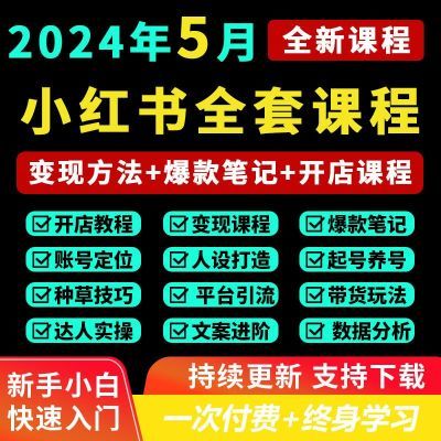 2024小红书开店教程爆款文案种草笔记资源合集电商起号推流网课程