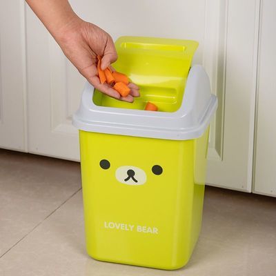 高颜值卡通翻盖垃圾桶塑料垃圾桶卫生间卫士桶带盖摇翻盖式方形