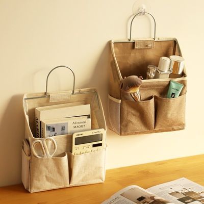 日式收纳袋布艺床头挂袋挂式神器宿舍杂物置物袋整理墙上储物袋