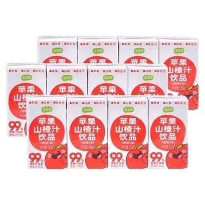 整箱36盒 金豆芽苹果山楂鲜果汁宝宝125ml饮品添加果蔬汁