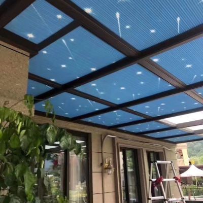 阳光房遮阳顶帘玻璃顶隔热防晒手动天棚电动全遮光天窗蜂巢帘窗帘