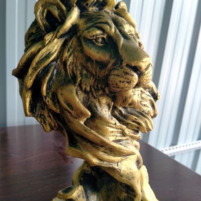 仿古做旧铜色狮头酒柜办公室狮子头大摆件家居客厅雕刻