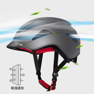 夏季男女带灯休闲通勤透气头盔一体成型超轻电动车骑行头盔安全帽