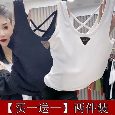 夏季背心新款三角标内吊带修身洋气减龄外穿无袖坑条上衣打底百搭