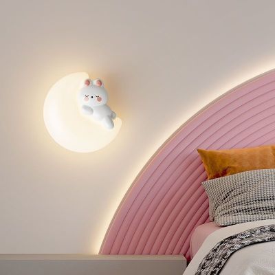 儿童房壁灯奶油风卡通小兔子温馨男女孩房间卧室床头灯背景墙灯具