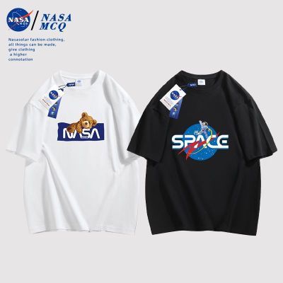 NASA夏季新款潮牌印花情侣运动户外透气纯棉美式百搭圆领短袖