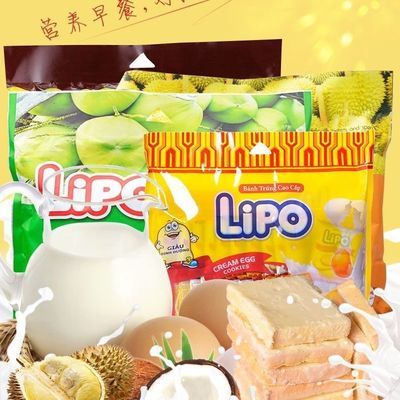 越南Lipo面包干进口牛奶榴莲椰子味300克代餐休闲食品独立小包装