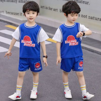 男童夏季运动套装宽松2024新款洋气篮球服儿童速干衣短袖两件