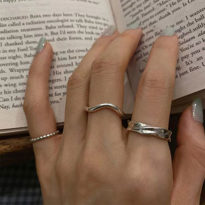 韩版925纯银戒指简约不规则素圈戒指高级设计感食指戒开口可调
