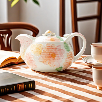 玖田烧小清新泡茶壶手绘茶壶带过滤陶瓷茶具大容量花茶壶家用大号