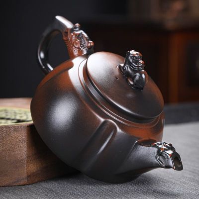 云南紫陶泡茶壶全手工汉瓦跳刀壶名师壶家用过滤大容量单壶泡茶壶