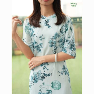 新中式雪纺双层旗袍轻奢传统显瘦气质连衣裙