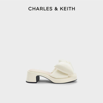 CHARLES＆KEITH23春季新品CK1-61720141蝴蝶结装饰粗跟方头拖鞋女