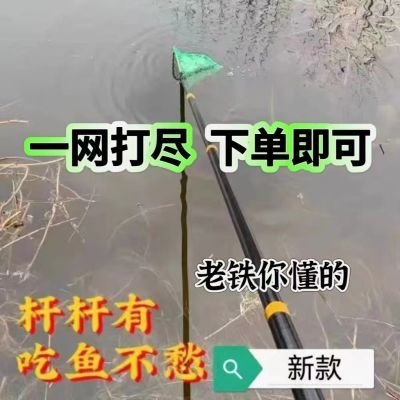 新款一体杆捞网加厚加强版全套伸缩杆捞渔单杆钓鱼网兜网头捞渔网【15天内发货】