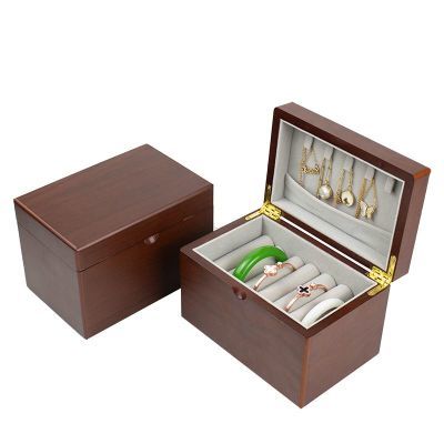 耳环盒木质手镯收纳盒翡翠玉镯子展示盒大容量项链手串收藏盒家用