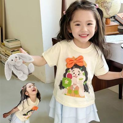 女童卡通短袖T恤韩版夏季新款女宝圆领洋气时尚百搭半袖