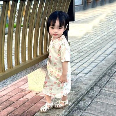 2024中式旗袍女童连衣裙夏季中国汉服新款小女孩洋气儿童裙子
