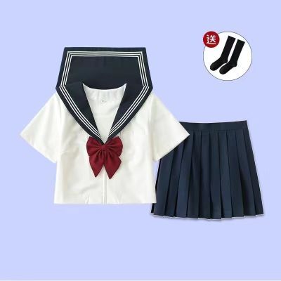 正统JK绀色关西襟制服套装三本领结基础款中间服水手服日系学院