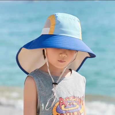 宝宝防晒夏季遮阳帽儿童大檐女童紫外线渔夫帽太阳帽透气帽檐帽子