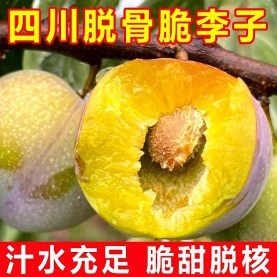 四川脱骨李子脆红李新鲜当季水果现货脆甜空心脱骨筃红李半边红
