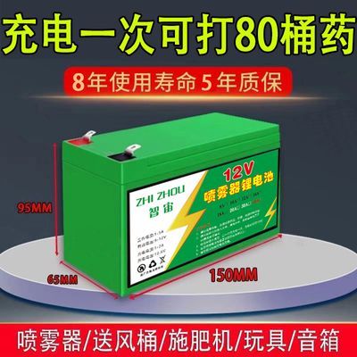 12v锂电池喷雾器锂电池12v大容量农用电动打药机音响照明灯