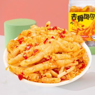 谭八爷无骨鸡爪蒜香味鸡爪500g罐装鸡爪网红零食鸡爪子去骨鸡