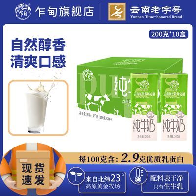 6月产当日发货200g*10盒*1箱云南乍甸纯牛奶全脂生牛乳