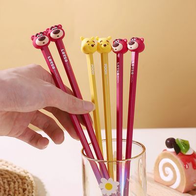 迪士尼合金厨房筷子可爱草莓熊家用耐高温筷子抗菌防霉野餐筷子