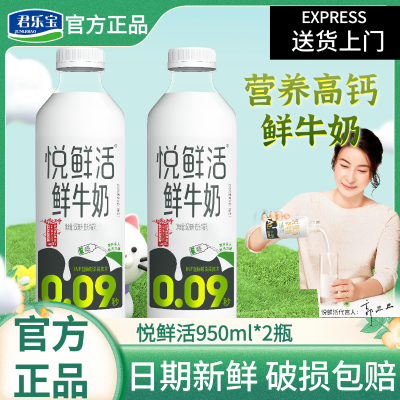 君乐宝高钙营养悦鲜活鲜牛奶950ml*2瓶生牛乳学生儿童纯牛奶