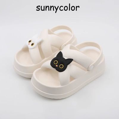 SUNNY COLOR可爱黑白猫凉鞋女2024夏季爆款外穿增